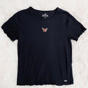 Hollister Black Tee with Butterfly Accent